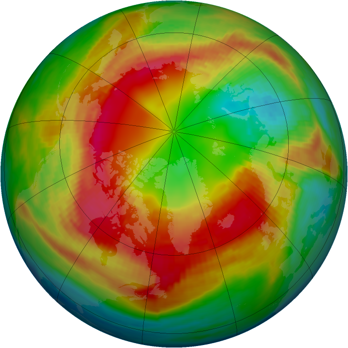 Arctic ozone map for 18 February 1990